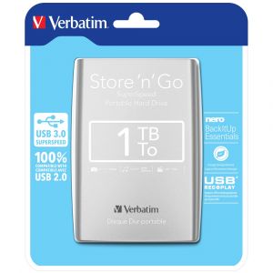 Verbatim Disque dur portable USB Store 'n' Go 3.0, 1 To, Argent&eacute;, 1000 Go, 2.5', 3.2 Gen 1 (3.1 Gen 1), Argent 53071