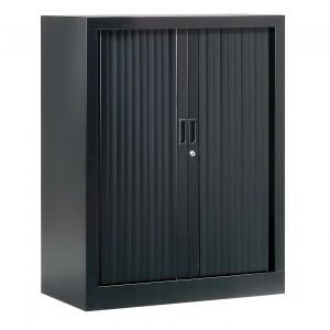 Armoire &agrave; rideaux m&eacute;tal monobloc G&eacute;n&eacute;ric - H.100 x L.80 cm - Corps Noir - Rideaux Noir