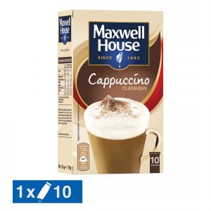 MAXWELL HOUSE Caf&eacute; soluble Maxwell House Cappuccino Classique, bo&icirc;te de 10 sticks