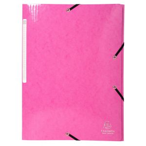 Exacompta Chemise &agrave; 3 rabats et &agrave; &eacute;lastiques A4 Iderama, 300 feuilles, 240 x 320 mm, carte avec polypropyl&egrave;ne, Rose