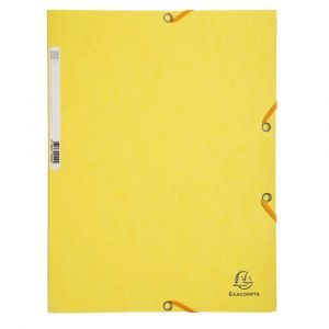 EXACOMPTA Chemise 3 rabats &agrave; &eacute;lastiques carte lustr&eacute;e 400g/m2 - A4 - Jaune citron