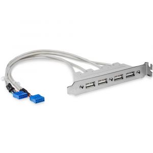 StarTech.com Equerre USB 4 ports - Adaptateur de Slot 4 ports USB 2.0 A Femelle, 0,286 m, 68 g, 125 mm, 225 mm, 22 mm, 73 g USBPLATE4