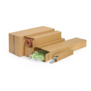 RAJA Caisse longue en carton brun - L.50 x l.10 x H.10 cm - Lot de 15