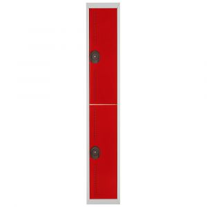 Vestiaire m&eacute;tal Team Color 2 casiers - 1 colonne L.30 cm - Corps Gris - Portes Rouge