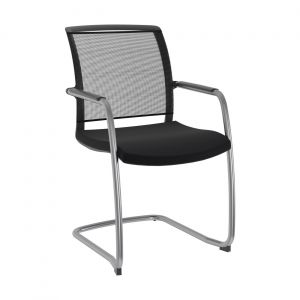 Chaise  de r&eacute;union & visiteur Bloom maille/tissu Pi&egrave;tement luge  - Noir