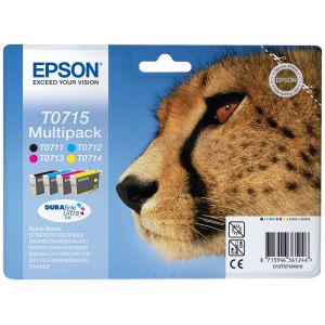 Epson T0715 ''Gu&eacute;pard'' Cartouche d'encre originale DURABrite Ultra C13T07154012 - Pack de 4 (Noir, Cyan, Magenta, Jaune)