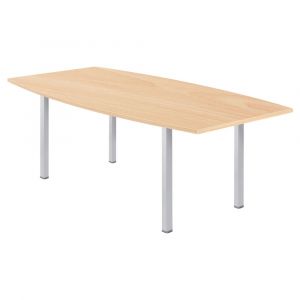 Table tonneau Actual L.200 x P.100 cm - Plateau Hêtre - Pieds carrés Aluminium