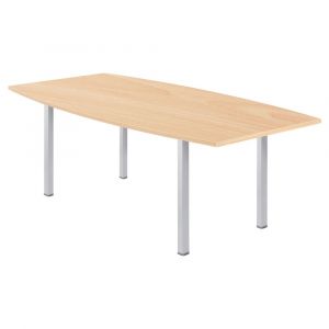 Table tonneau Actual L. 200 x 100 cm - Plateau Hêtre - 4 pieds carrés Aluminium