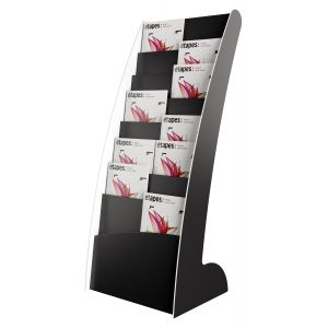 Paperflow Pr&eacute;sentoir de sol Courbo monobloc 8 cases - Noir
