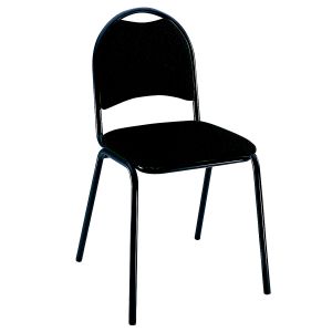 Chaise visiteur Clara - Tissu rembourr&eacute; - Noir - Pieds m&eacute;tal Noir