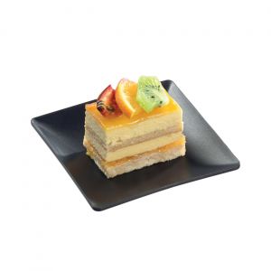 Assiette carr&eacute;e en polypropyl&egrave;ne noire 11 x 11 cm - Lot de 10