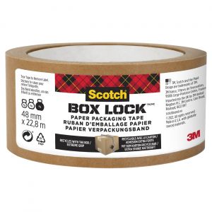 Scotch Ruban d'emballage papier Box Lock - Rouleau adh&eacute;sif - 48 mm x 22,8 m - Marron