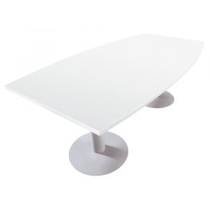 Table tonneau Actual L.200 x P.100 cm - Plateau Blanc - Pied tulipe Aluminium