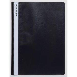 MONDOFFICE Chemise &agrave; lamelles pour feuilles A4 perfor&eacute;es - couverture transparente polypropyl&egrave;ne - Noir