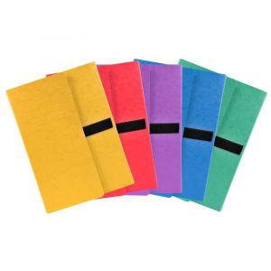 EXACOMPTA Chemise extensible 3 rabats carte lustr&eacute;e sangle scratch - 24x32cm - Couleurs assorties