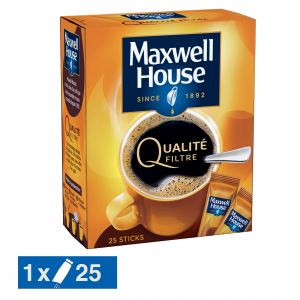 MAXWELL HOUSE Caf&eacute; soluble Maxwell House Qualit&eacute; filtre, bo&icirc;te de 25 sticks