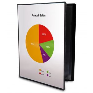 MONDOFFICE Porte vues personnalisable A4 - Polypropyl&egrave;ne - 24 pochettes - 48 vues - Noir