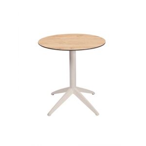 Table pliante Quatro &agrave; plateau basculant ronde &Oslash; 70 cm, en polypropyl&egrave;ne usage ext&eacute;rieur - Ch&ecirc;ne