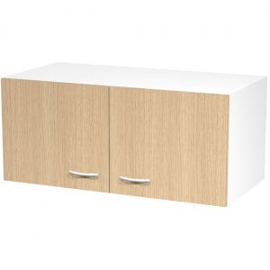 R&eacute;hausse d'armoire Eminence - H.40 x L.90 cm - Surmeuble Blanc - 2 portes Ch&ecirc;ne