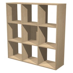 Module biblioth&egrave;que multicases Classic - 9 cases - Ch&ecirc;ne