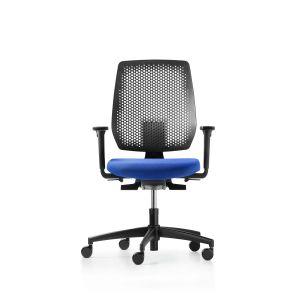 Dauphin Fauteuil de bureau ergonomique Speed-O - dossier résille et piètement coloris Noir - assise coloris Bleu