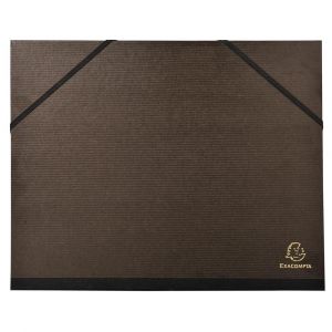 EXACOMPTA Carton &agrave; dessin kraft noir vernis avec &eacute;lastiques 26x33 cm - Pour formats A4 et 24x32 cm - Noir
