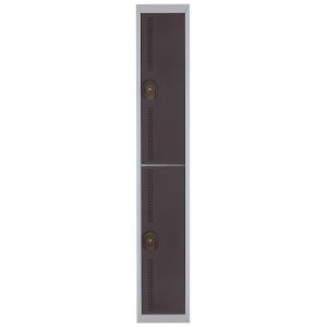 Vestiaire métal Team Color 2 casiers - 1 colonne L.30 cm - Corps Gris - Portes Anthracite