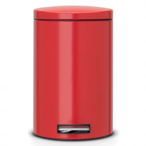 BRABANTIA Poubelle 12 L Brabantia  &agrave; couvercle silencieux rouge