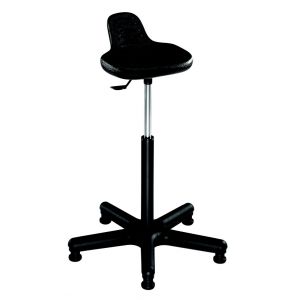 Tabouret assis-debout polyuréthane sur patins - Hauteur réglable 54 à 80 cm - Noir