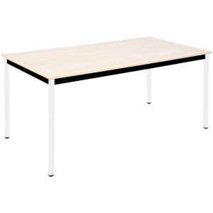 Table de réunion modulable rectangle - L.160 x P.80 cm - Plateau Erable - Pieds Blanc