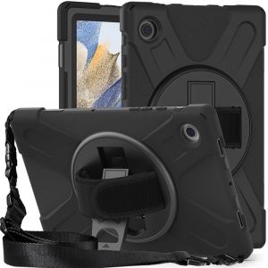 DLH COQUE RENFORCEE AVEC BANDOULIERE, POIGNEE ROTATIVE ET PIED SUPPORT POUR SAMSUNG GALAXY TAB A8 10.5' (SM-X200 / SM-X205), Anti-chocs, Samsung, Gala