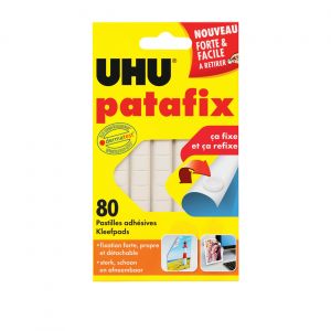 Uhu Pastilles adh&eacute;sives Patafix d&eacute;tachables et repositionnable blanches - Etui de 80