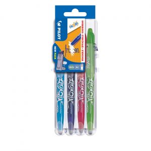 Pilot FriXion Ball Stylo roller encre gel effaçable pointe moyenne 0,7 mm - Etui rigide organiseur de 4 couleurs assorties fun