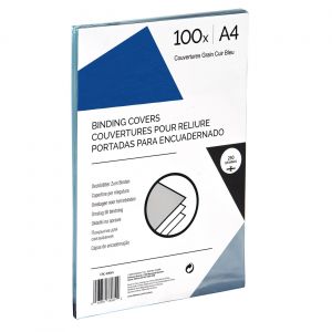 Couvertures de reliure A4 carton grain cuir sans fen&ecirc;tre - Bleu