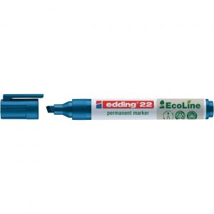 edding 22 EcoLine Marqueur permanent - 90% de plastique recycl&eacute; - pointe biseaut&eacute;e 5 mm bleu