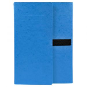 EXACOMPTA Chemise extensible 3 rabats carte lustr&eacute;e sangle scratch - 24x32cm - Bleu