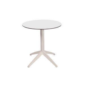 Table pliante Quatro &agrave; plateau basculant ronde &Oslash; 70 cm, en polypropyl&egrave;ne usage ext&eacute;rieur - Blanc