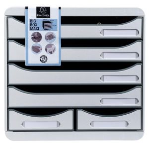 EXACOMPTA Module de classement Big Box Maxi 6 tiroirs Office - Gris lumi&egrave;re