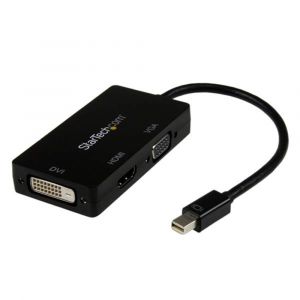StarTech.com Adaptateur de voyage Mini DisplayPort vers VGA / DVI / HDMI - Convertisseur vidéo 3-en-1, 0,15 m, Mini DisplayPort, DVI-D + VGA (D-Sub) +