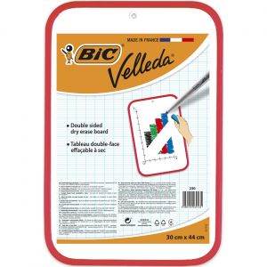 BIC Velleda Ardoise double face effa&ccedil;able &agrave; sec - L.30 x H.44 cm - Cadre Rouge