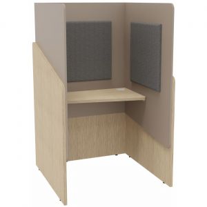Alc&ocirc;ve cabine de confidentialit&eacute; acoustique assise CALME Bas Ch&ecirc;ne - Haut Argile - Habillage Gris