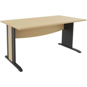 Bureau droit Axiome - L.120 x P.80 cm - Plateau H&ecirc;tre - Pieds L Anthracite