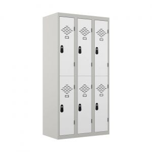 Vestiaire m&eacute;tal Avantage 2 casiers par colonne - 3 colonnes L.90 cm - Corps Gris - Portes Blanc