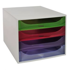 EXACOMPTA Module de classement Ecobox Linicolor 4 tiroirs - Arlequin