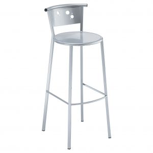 Tabouret de bar Bella Moon, aluminium, argent, 80&nbsp;cm de hauteur