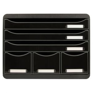 EXACOMPTA Module de classement Storebox 6 tiroirs Glossy - Noir brillant