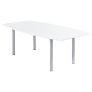 Table tonneau Actual L.200 x P.100 cm - Plateau Blanc - Pieds tubulaires Aluminium
