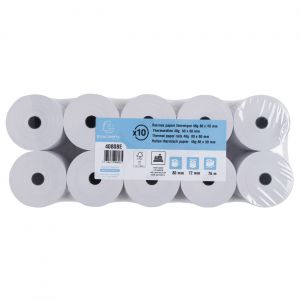 Exacompta Bobine tickets de caisse 80 x 72 x 12 mm - Longueur 76M - 40808E - Rouleau Papier thermique 1 pli 48g sans Bisph&eacute;nol A - Lot de 10