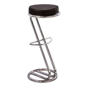 Lot de 2 - Tabouret Zeus imitation cuir, noir et chromé, 83 cm de hauteur