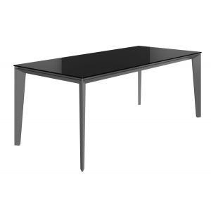 Bureau de direction Fusion - L.170 x P.90 cm - Plateau verre tremp&eacute; Noir - Pieds m&eacute;tal Noir